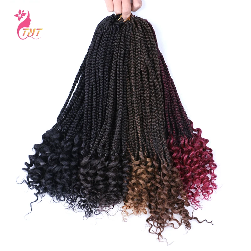 

8Packs Goddess Box Braids Crochet Hair 18Inches Curly End Synthetic Box Braids 22 Strands Weaves Crochet Braid Hair Extensions