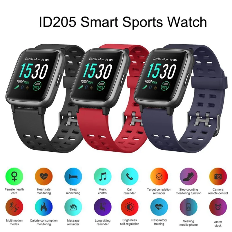 Bluetooth Id205 Hd сенсорный экран Смарт-часы носимый трекер сердечного ритма спортивные водонепроницаемые 1,3 дюймов для Android Ios смарт-часы