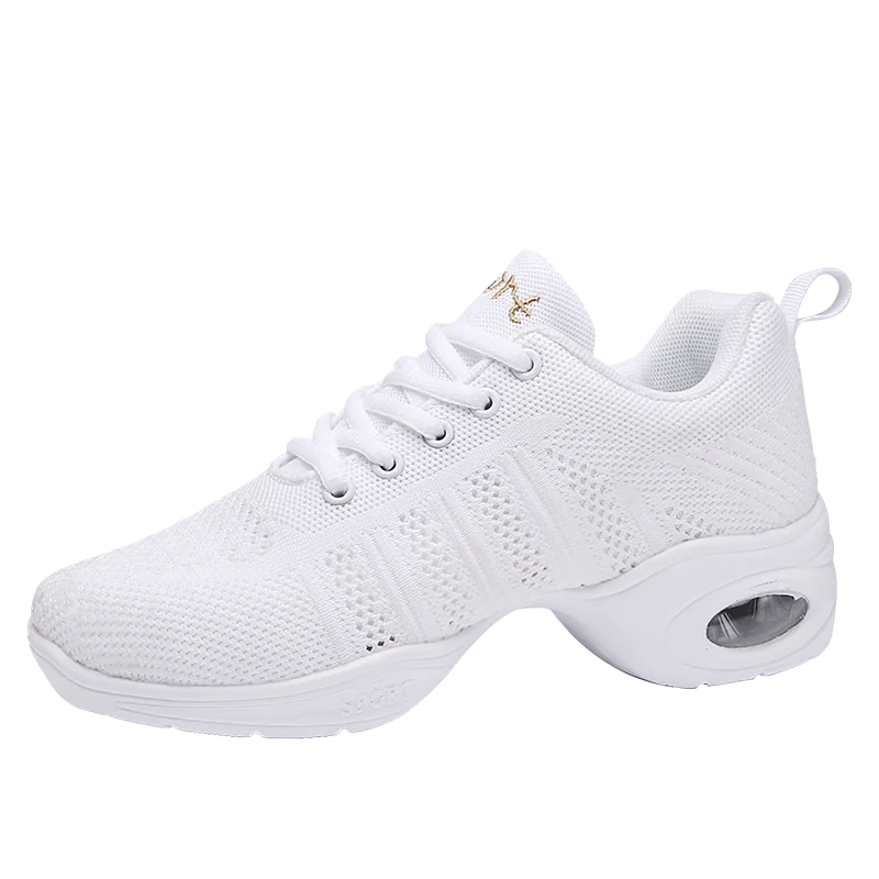 Women's sports function soft bottom breathable dance shoes women's sports shoes breathable modern jazz shoes - Color: White