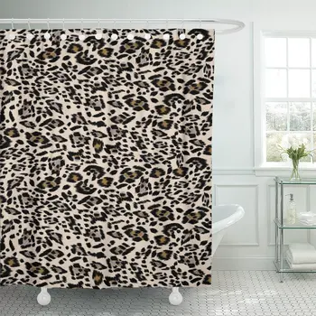 

Beauty Leopard and Flowers Black Designer Patterns Geometric Shower Curtains Waterproof Polyester Fabric 72 x 72 Inches Set