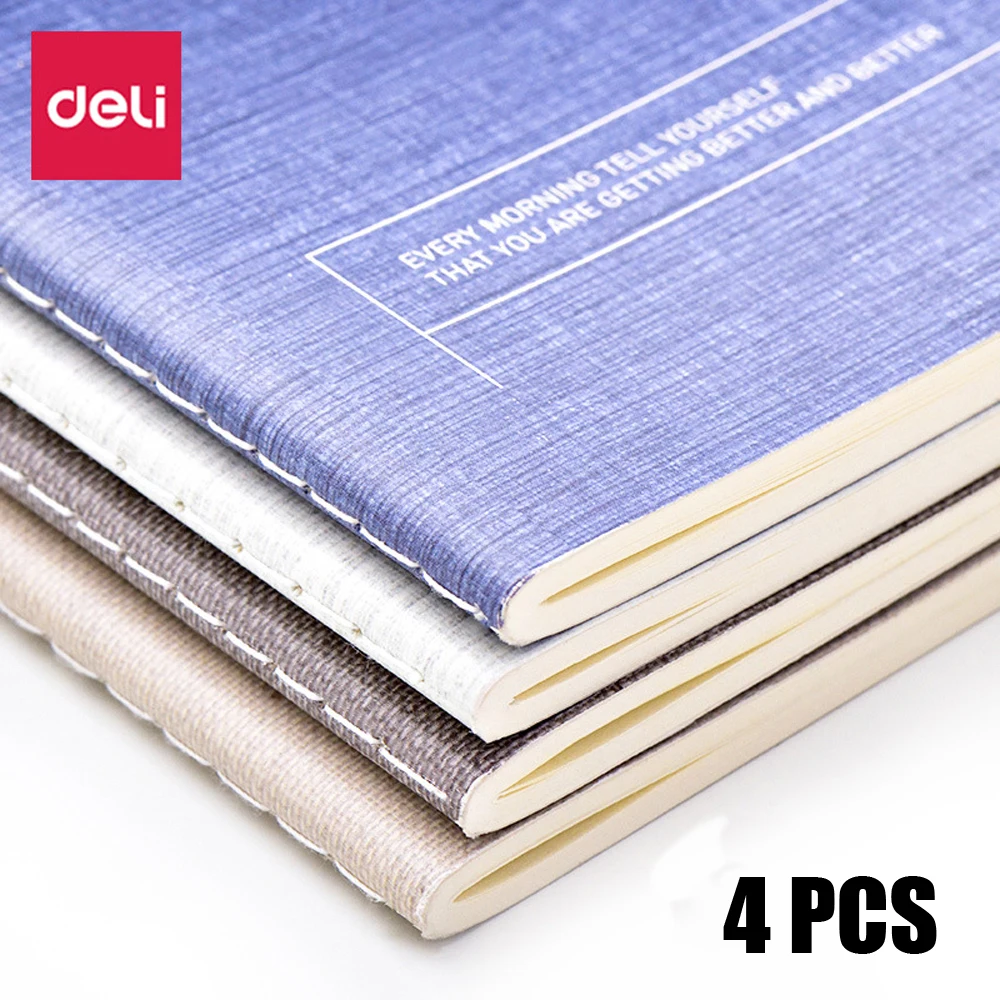 

Deli 4Pcs/Pack Notebook Student Soft Face Copy B5 Note book Simple Business Office College Soft Copy Notepad Stationery