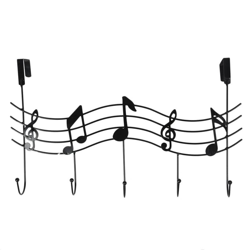 

Promotion! Creative Iron Musical Note Gate Hook Strong Wall Hanger Hook Free Nail (Black)