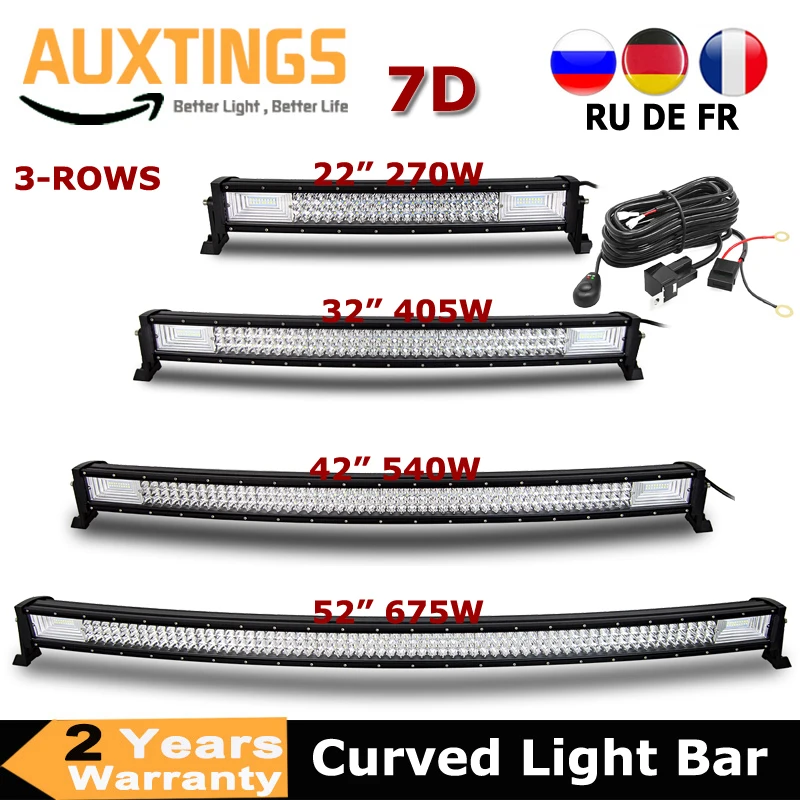 3 РЯД 22 &quot32&quot 42 &quot52&quot изогнутый СВЕТОДИОДНЫЙ светильник бар Offroad светодиодный