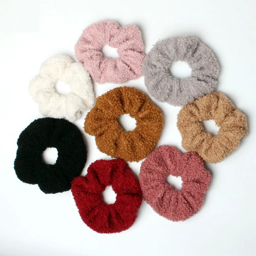 

2PCS Lambswool Hair Scrunchies Set Cute Hair Elastic Ribbons For Women Girls Winter Hair ties Hair Accessories Ponytail Holder