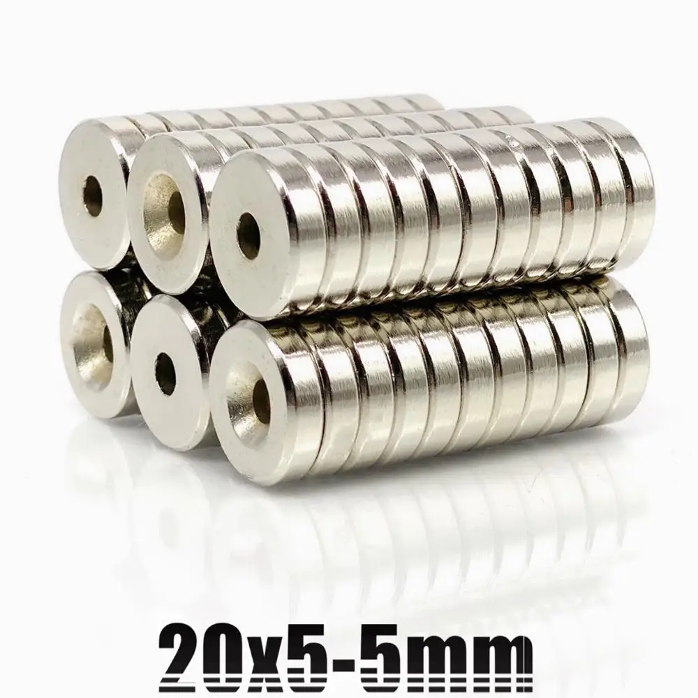 2/5/10/20 Pz 20*5 20X5Mm Foro 5Mm N35 Forte Anello Magnete D Svasato Magneti Al Neodimio Terre Rare Magnete Permanente 20X5-5