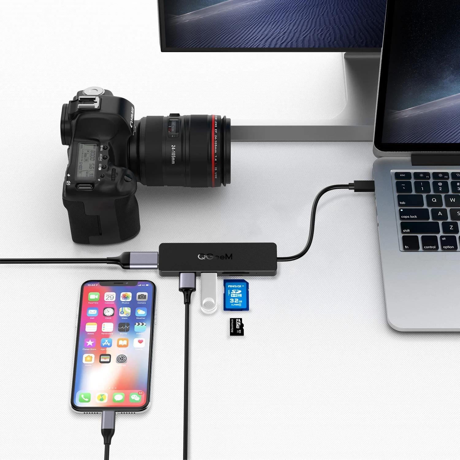 QGeeM USB C концентратор для Macbook Pro type C концентратор для HDMI USB 3,0 TF SD Мульти USB 3,1 концентратор адаптер для iPad Pro OTG Разветвитель USB C док-станция