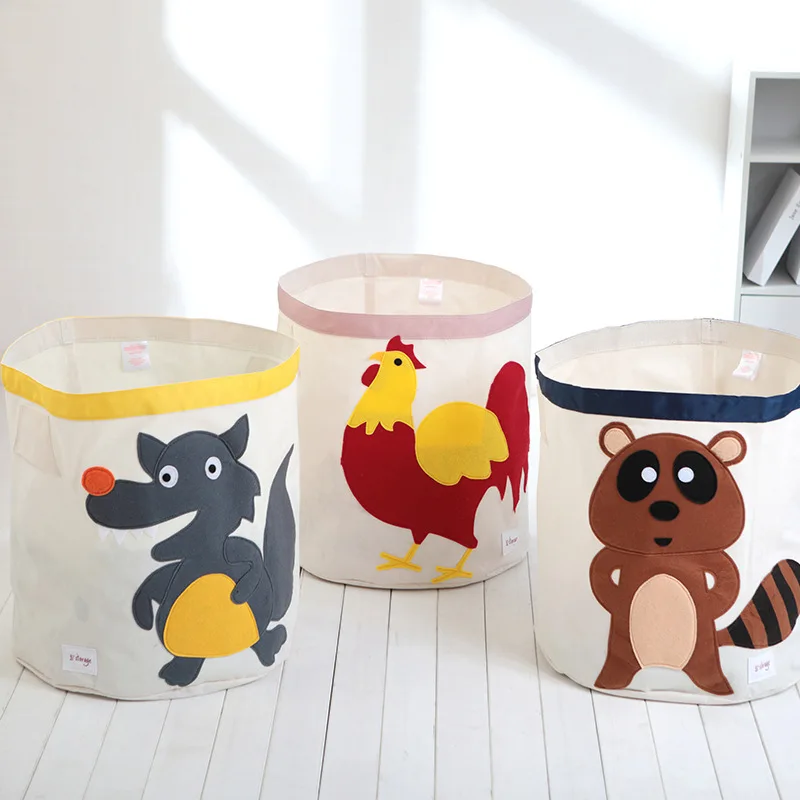 

Hot 3D cartoon Embroidery foldable Dirty clothes storage Basket Waterproof Laundry Basket organizer Children toy storage bucket