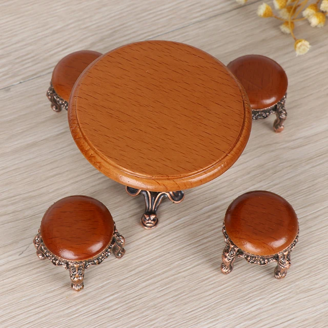 1/12 Wood Dollhouse Miniature Wooden Furniture Miniature Round Wooden Coffe Stool/table 2019 New 2