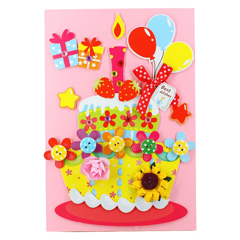  Children Educational Toy DIY Cartoon card Kraft Paper Handmade Birthday Invitation Greeting Card wi - 4.00025E+12