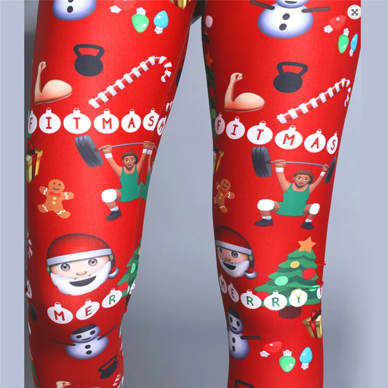 Caliente Navidad Santa Mujer eco de nieve леггинсы женские Deporte fitness cintura alta pantalones largos