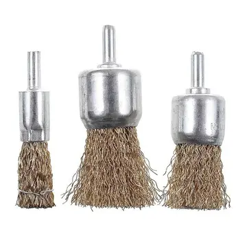 

15 PCS Brass Coated Wire Brush Wheel & Cup Brushes Set With 1/4 Inch Shank ATTACHES TO MOST POWER DRILLS
