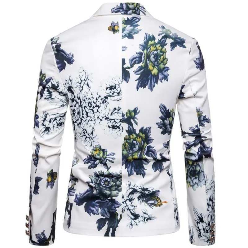 Spring Autumn Male Blazer Chinese Style Printing Jacket for Men Blazer Business Man's Jacket Casual Blazer Men Slim Fit Mens
