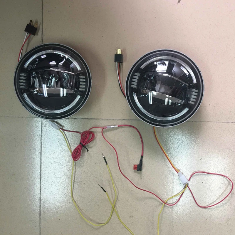 7 "дюймовый круглый светодиодный головной светильник s DRL начать синий и желтый