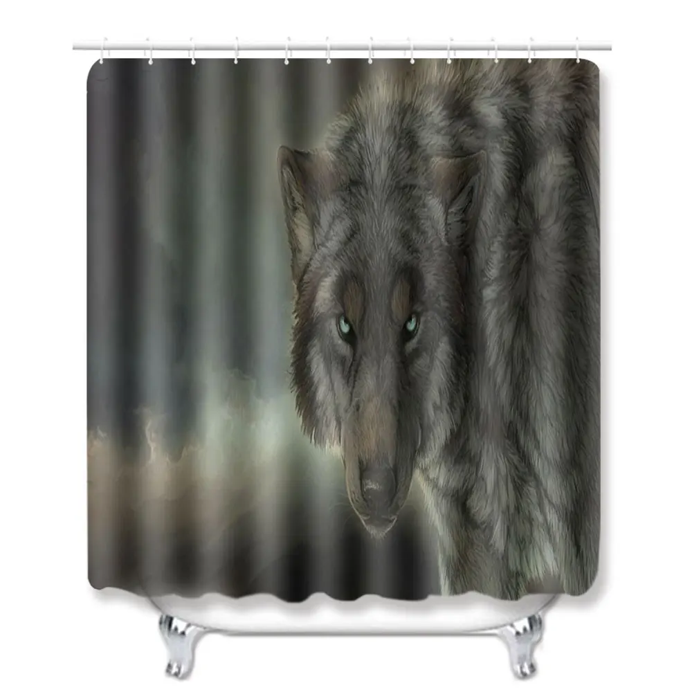 3D Wild Wolf занавеска для душа, для ванной комнаты, водонепроницаемый полиэстер, занавеска для душа, принт с животными, занавеска для ванной, занавеска для душа