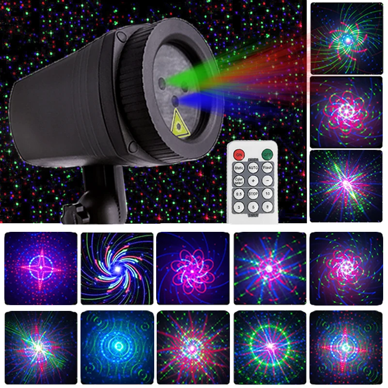 Christmas Sky Star Laser Projector Lights Showers 24 Patterns Effect Remote Moving Waterproof Outdoor RGB Garden Lawn Xmas Deco
