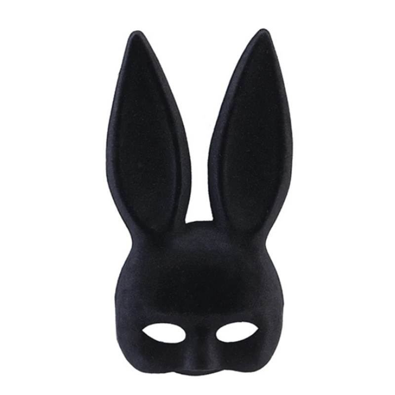 Cute Black Bunny Long Ear Rabbit Half Face Mask for Children Performance Birthday Halloween Party Costume Supplies F3MD