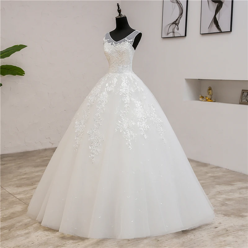 Модные классические простые свадебные платья с v-образным вырезом Vestidos de novia милые кружевные Элегантные платья с аппликацией для девочек Robe De Mariage 8