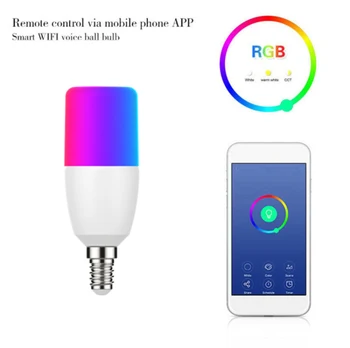 

E14 7W Tuya Smart Light Bulbs Smart Life Wireless WiFi Voice Control LED Bulb RGB Energy Saving Dimming Multicolor Light Bulbs