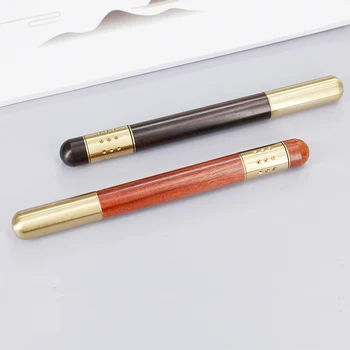 

JNMZAUM classical style roller pen solid wood brown balck brass material revolve top gift gel pen balck ink business school
