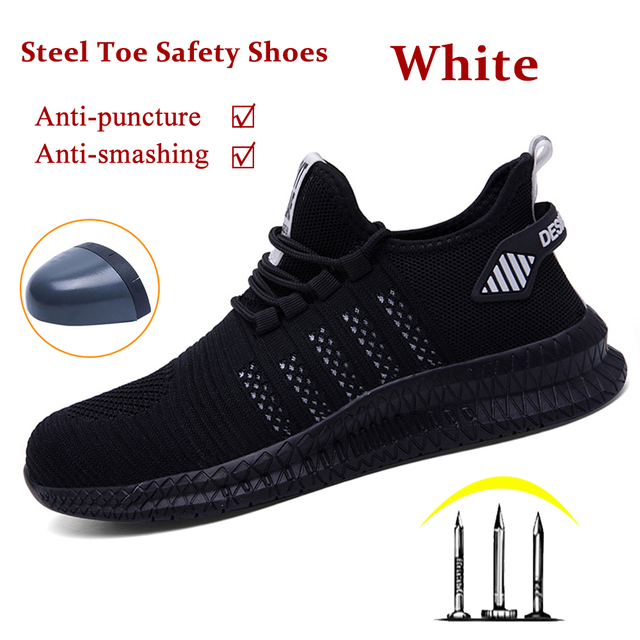 Safety Shoes Steel Toe Construction Protective Footwear Lightweight 3D Shockproof Work Sneaker Shoes for Men or Women