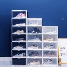 

CNCF Store Heart High Quality Household Transparent Stackable Sneaker Drop Front Acrylic Shoes Box Plastic Storage Container