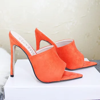 

New brand design Sandals Candy Leopard Slippers Large Women Shoes Size 43 High Heel Sandals CECE MULE blue orange black yellow