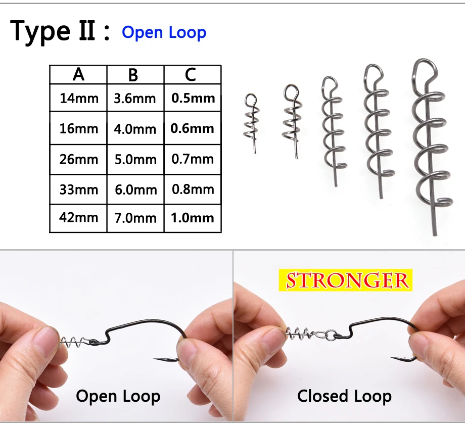 100pcs 14mm Spring Twist Lock Fishing Hook Centering Pin For Soft Lure