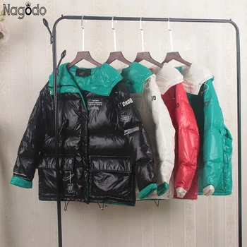 

Nagodo korean style white duck down jacket 2019 new doudoune femme hiver oversized clothes for women warm coat with hooded