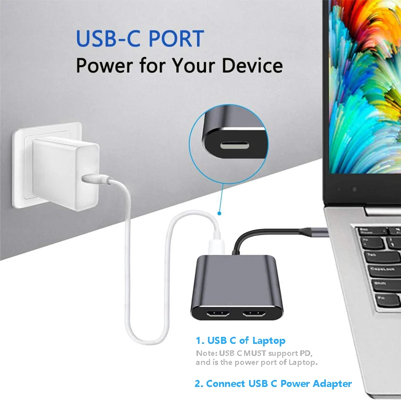 USB Type C Laptop Docking Station Dual HDMI Dual Screen Display USB 3.0 Hub Adapter Dock for HP DELL XPS Surface Lenovo ThinkPad