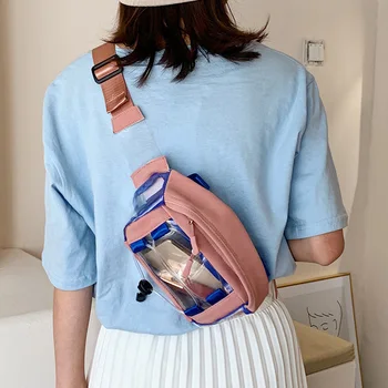 

Leisure PVC Waterproof For Women Summer Field Travel Waist Packs Lady Summer Transparent Chest Bag Female Belt Bags