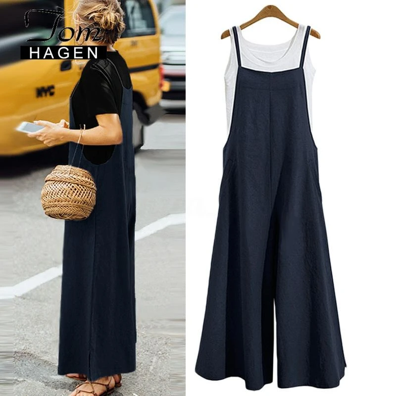wide leg linen overalls