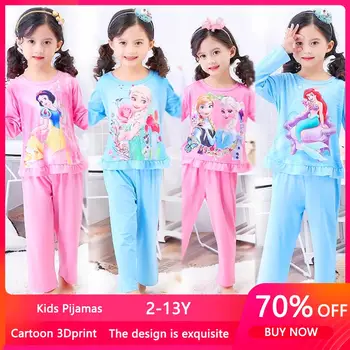 

Autumn Princess Anna Elsa Snow White Children Girls Pajamas Sleepwear Loungewear Kids Pijamas Mermaid Pyjama Set Homewear 3-14y