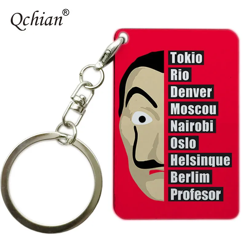

House of Paper La Casa De Papel TV Series Exquisite Picture Printing Series Keychain Color Stainless Steel Decorative Pendant