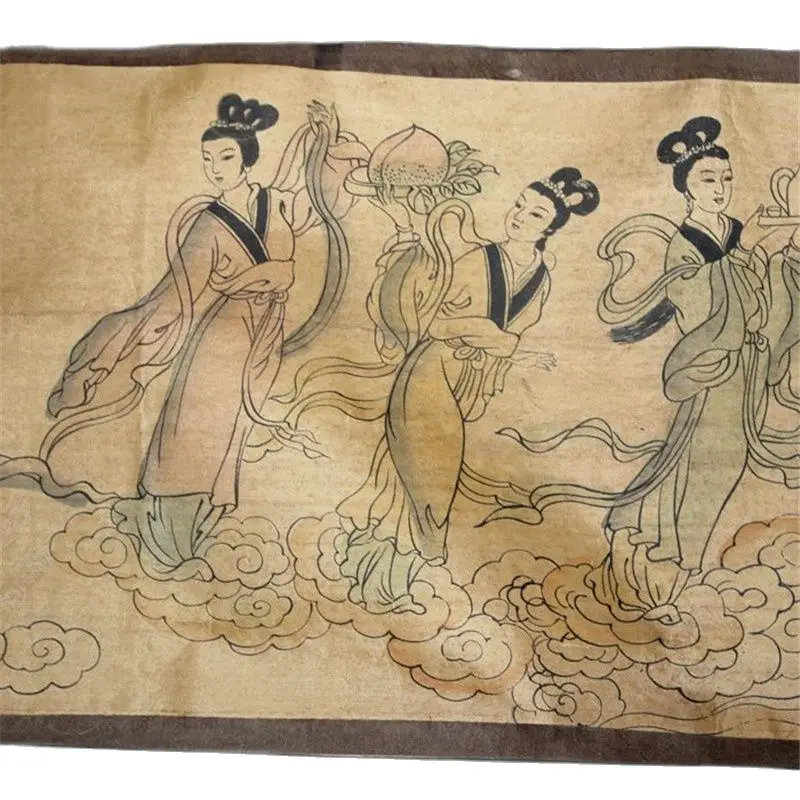 

Chinese Old Picture Paper "Figure Painting " Long Scroll Painting Long Scroll Drawing Tangminghuangyouyuegong