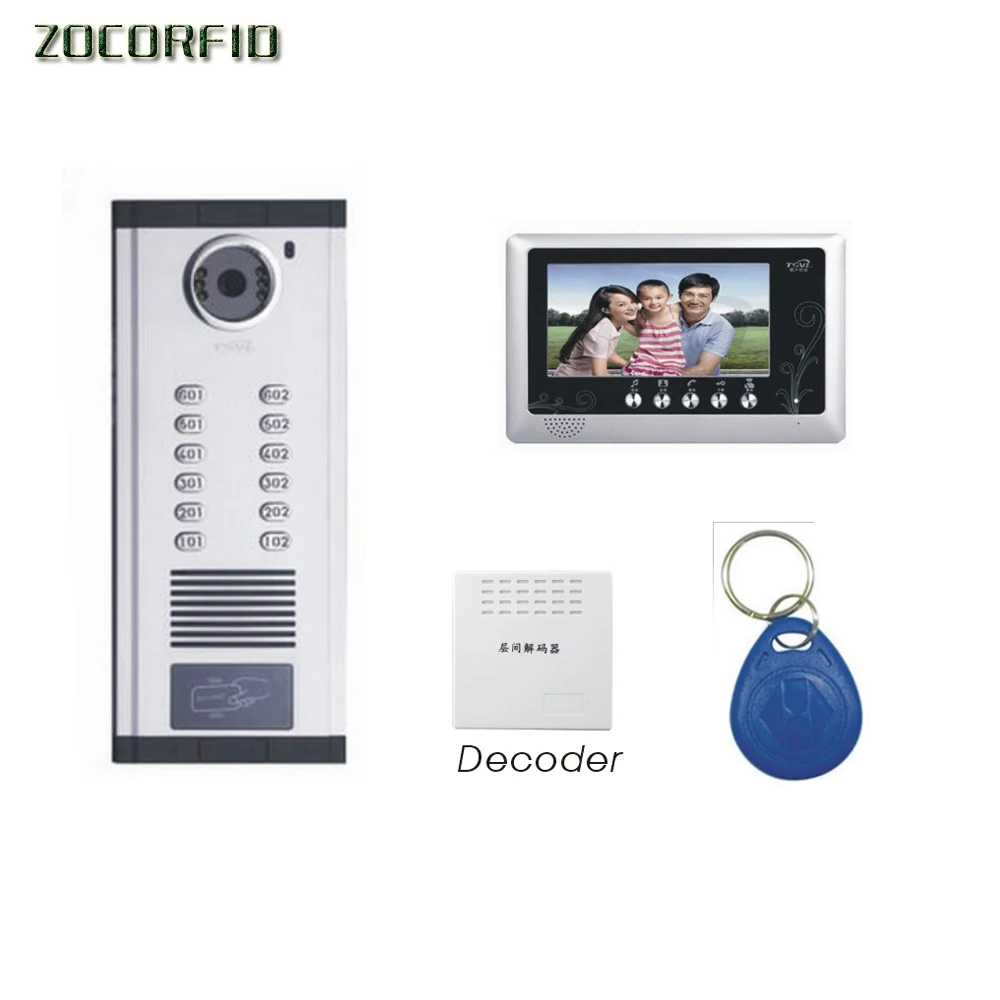 7"apartment Building System Rfid Unlock Building Home Video
