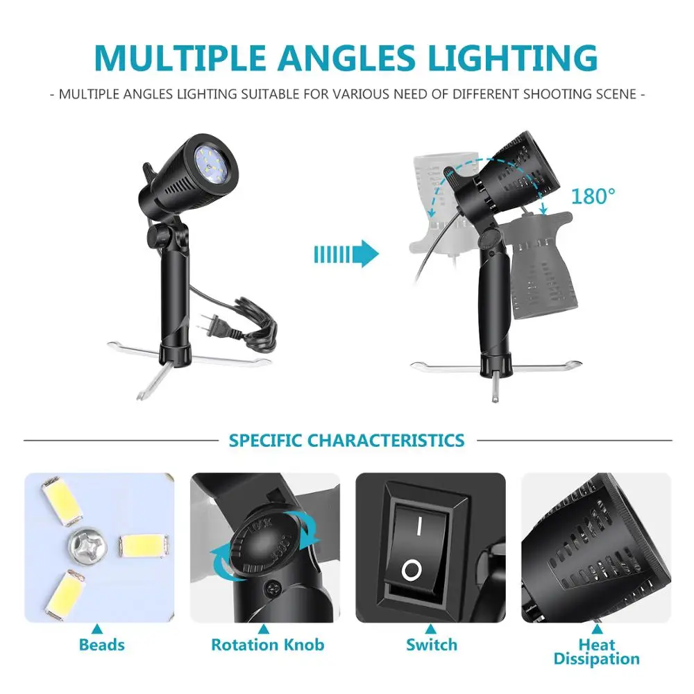 Neewer, 2 шт. в упаковке, настольный светодиодный комплект для студийной фотосъемки со штативом оранжевого и синего цвета и прозрачными гелевыми фильтрами