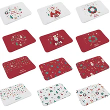 Счастливого Рождества термопереводная печать короткий бархатный коврик для ванной комнаты нескользящий ковер мягкий фланелевый напольный коврик для двери коврик для путешествий