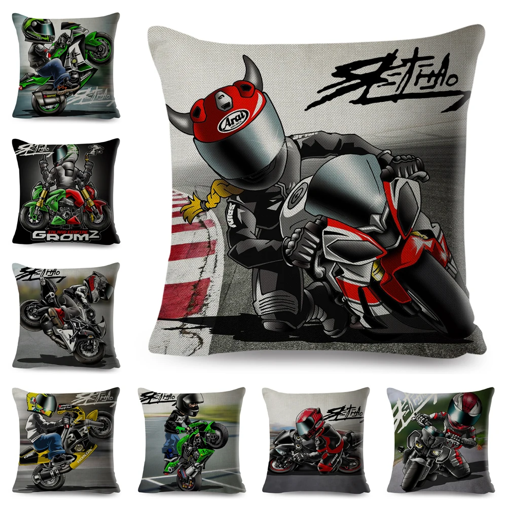 Promo Motorcycle-Cushion-Cover Pillowcase Sofa Linen Sport Home Car-Decor 45x45cm Cartoon  KJngeqNbB