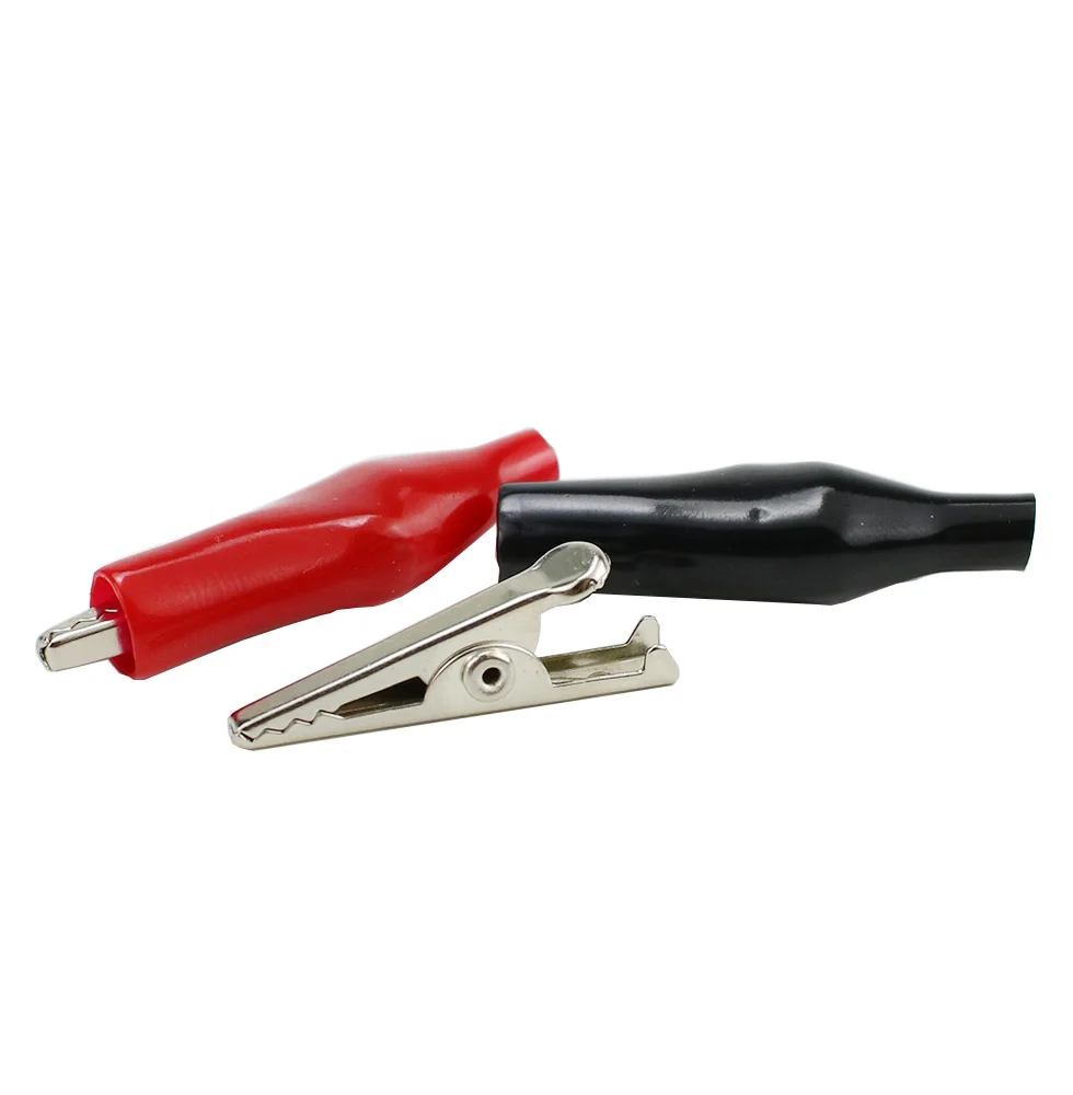 Insulated Crocodile Clips alligator clips electric test clamp test clip test hooks clips alligator clip adapter Plastic Handle Cable Lead Testing Metal Alligator Clips Clamps 28mm 35mm 45mmLength 10pcs/lot