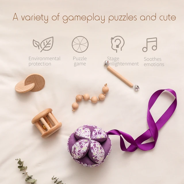 Baby Color Recognition Hand Grab Cloth Ball Montessori Interactive Rattle Toy Baby Emotional Soothing Toy Appease Bed Hanging 3