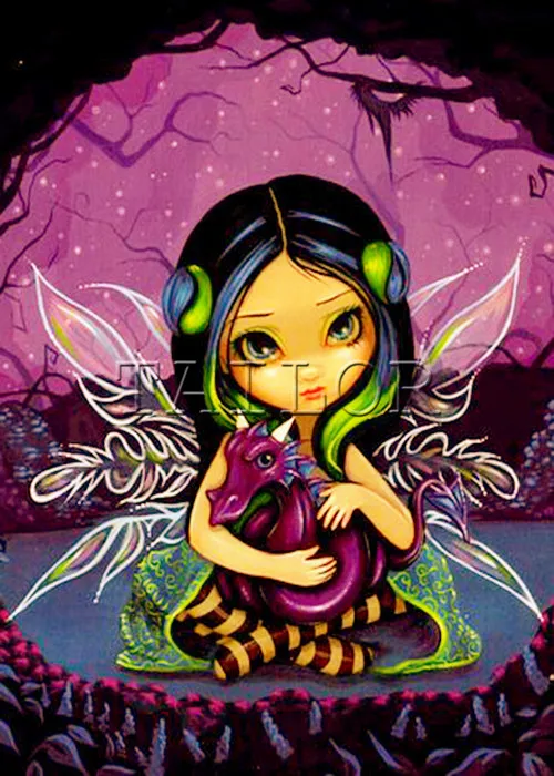 Cuadros full square 5d diamond painting kit Dragon girl cartoon butterfly complet Cross stitch dirll drawing mosaic embroidery | Дом и сад