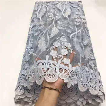 

Elegant new 3D model French lace fabric high quality African tulle lace fabric 3D flower and garment bead ZY0382.