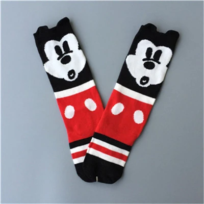 Весенне-осенние длинные носки унисекс для маленьких мальчиков модные детские Носки с рисунком кота/кролика/лиса белка хлопковые носки до колена для девочек - Цвет: Black mouse