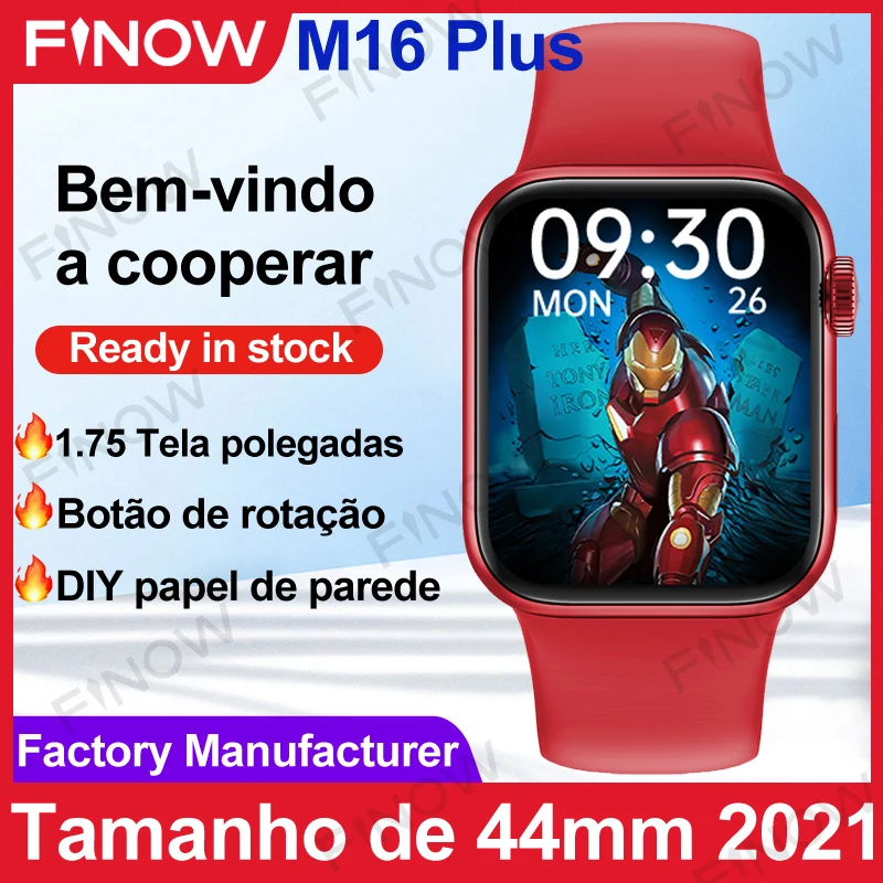 2021 Finow M16plus Smartwatch Men BT call Custom Wallpaper relogio inteligente Smart Watch VS IWO W26plus W46 For Iphone Android