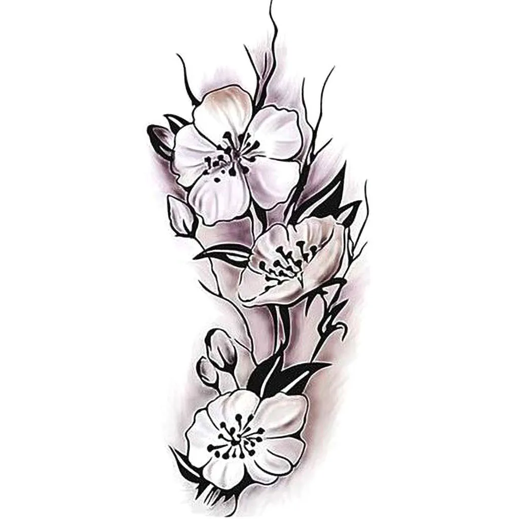 Сексуальные красочные цветы татуировки Женские Новые водонепроницаемые временные Черные унисекс моделирование стикер боди-арт - Цвет: Фиолетовый