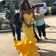 Южноафриканский черные платья для выпускного вечера, для девочек облегающее вечернее платье фасона "Русалка" с аппликацией для конкурса красоты, выпускного Одежда формальный Вечеринка платья