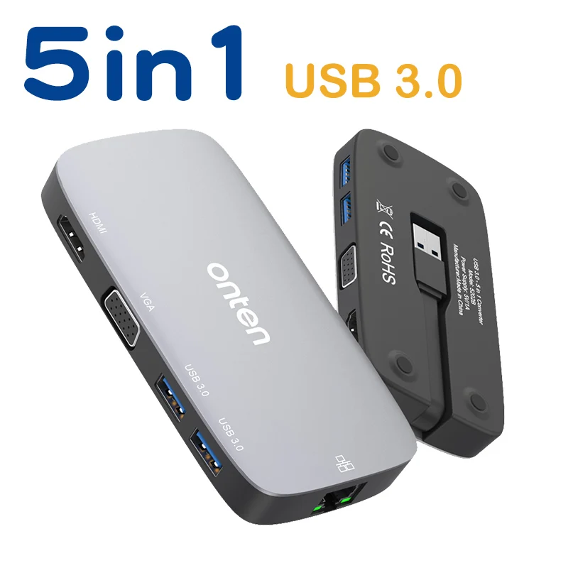 USB 3 0 док станция HDMI VGA RJ45 usb хаб для ноутбука Lan Ethernet 5в1 адаптер ноутбука|USB-хабы| |