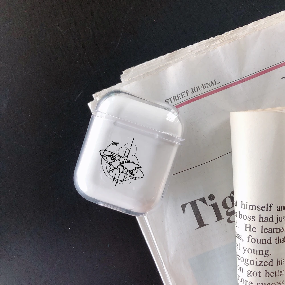Карта мира наушники чехол для Airpods чехол милый карта туда и обратно Прозрачный жесткий чехол из пластика с изображением наушники чехол s крышка для Аксессуары для Airpods