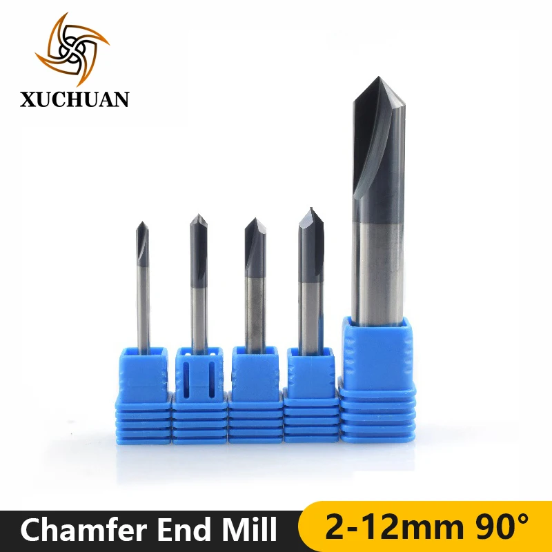 

1pc 90 Degrees 2-12mm Chamfer Milling Cutter Carbide End Mill 2 Flutes Straight Chamfer Router Bit Chamfer Mill