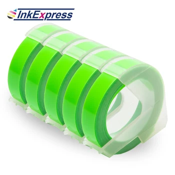

5PK 3D Embossing Tapes White on Fluorescent Green Printer Ribbon Embossing Label Tape 9mm Labels for Dymo Embossing Label Maker